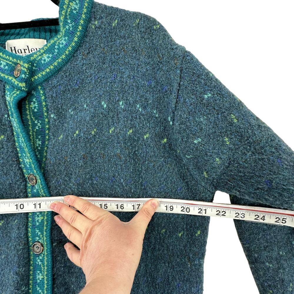 Harley of Scotland Vintage Merino Wool Blend Nordic Cardigan Women's Sz M - Picture 10 of 11